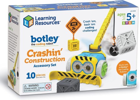 ของเล่น STEM บอทเลย์ ชุดหุ่นโค้ดดิ้ง งานก่อสร้าง Learning Resources, Botley® the Coding Robot Crashin' Construction Accessory Set