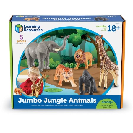 ชุดสัตว์ป่าจัมโบ้ ในชุดมี 5 ชิ้น Learning Resources, Jumbo Jungle Animals