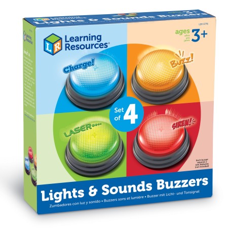 ชุดกระดิ่งแสงสว่างและเสียงดัง (1 ชุด มีกระดิ่ง 4 อัน) Learning Resources, Lights and Sounds Buzzers (Set of 4)