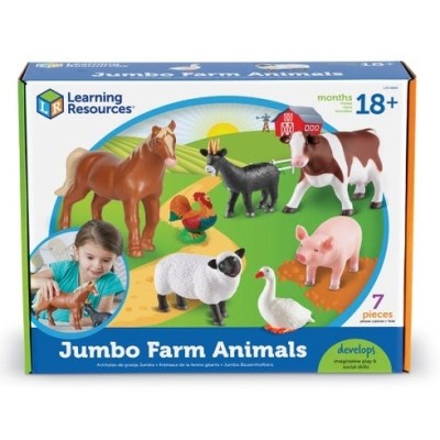 ชุดสัตว์เลี้ยงในฟาร์มจัมโบ้ 7 ชิ้น Learning Resources, Jumbo Farm Animals