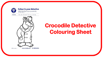 Crocodile Detective Colouring Sheet