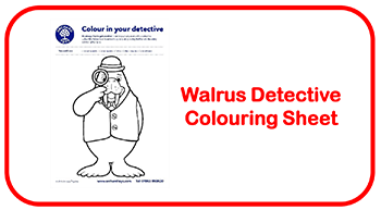 Walrus Detective Colouring Sheet