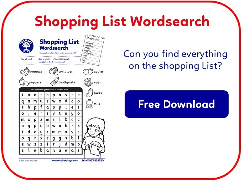 Shopping List Wordsearch